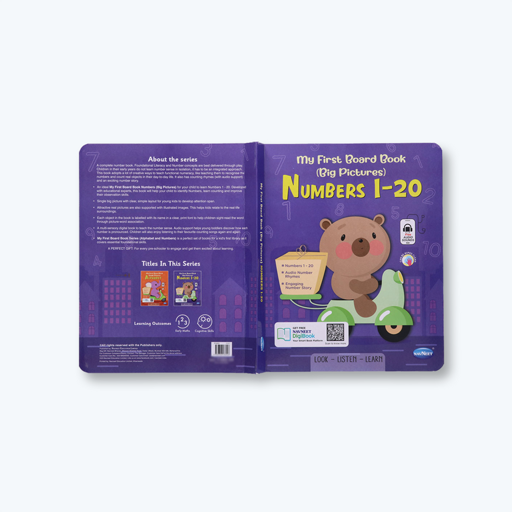 Navneet My First Board Book (Single Picture) Numbers 1 to 20- Bestselling Picture board books for Babies & Toddlers: Large Picture Board Book with Audio Number Sounds and Counting Songs