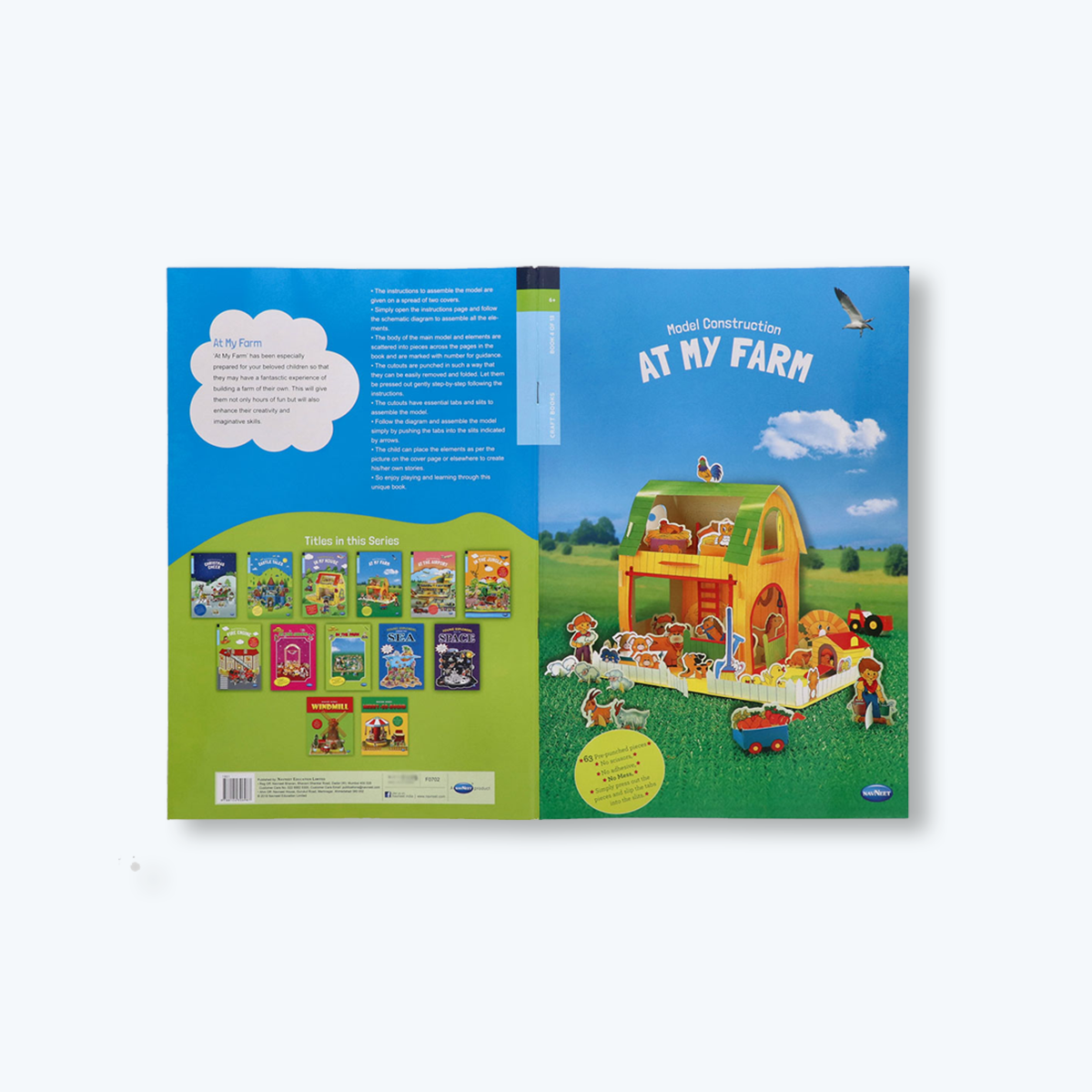 Navneet Model Construction At My Farm- Domestic & farm animals- Stem Learning book - 3D Paper Models for kids- Fun DIY Crafts - Mess Free activities- No Scissors & Glue