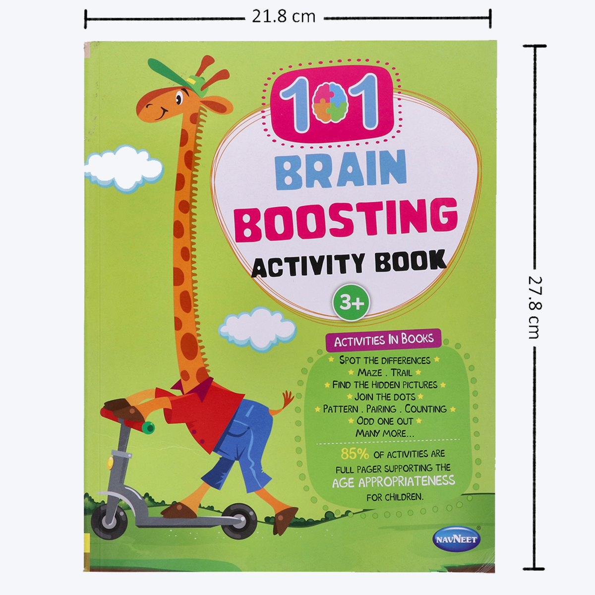Navneet 101 Brain Boosting Activity Book- Preschool Kids- Age 3+, Logical reasoning, Best Brain teaser book- Fun activities - Maze, Hidden Picture, Puzzle, odd one out & more | 88 Pages