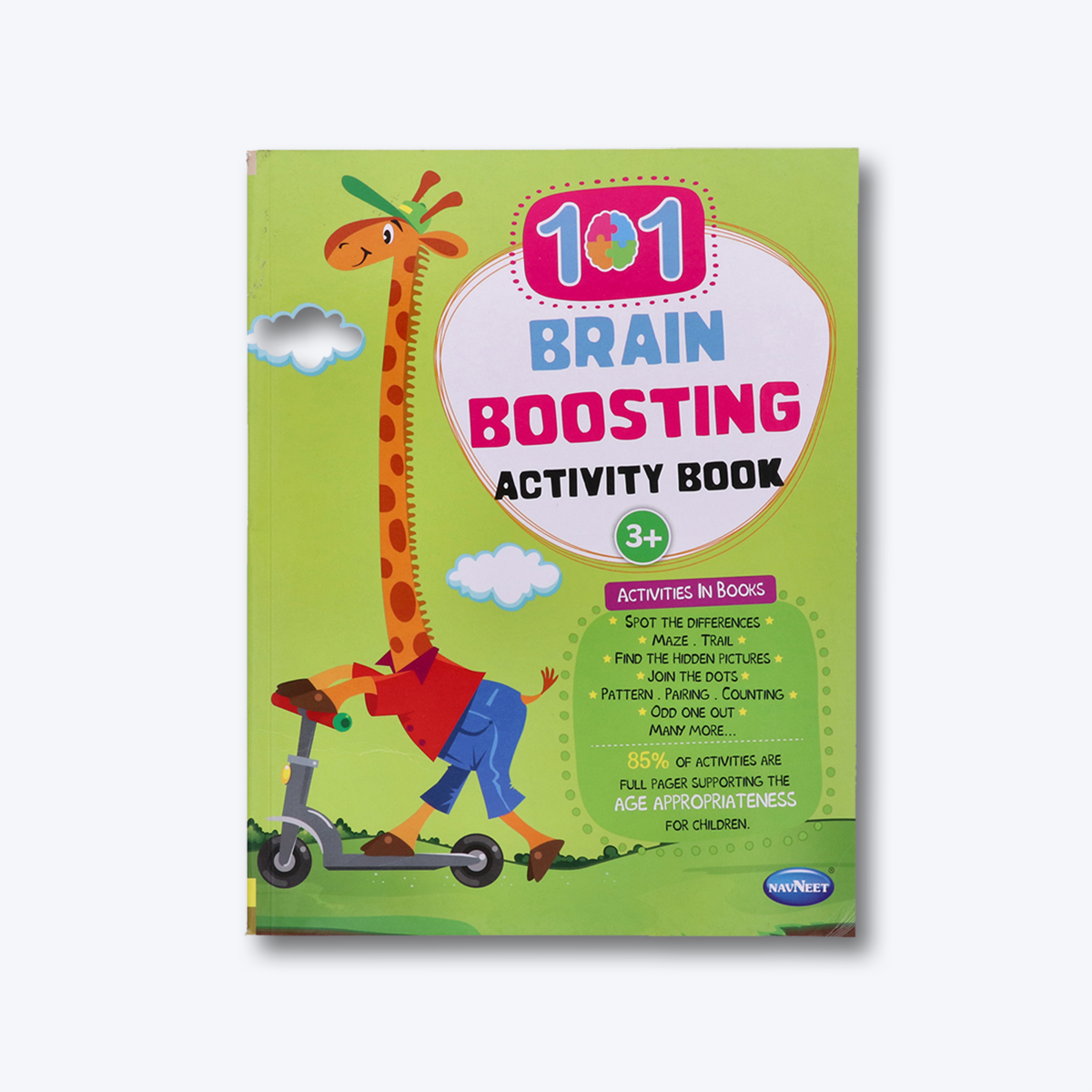 Navneet 101 Brain Boosting Activity Book- Preschool Kids- Age 3+, Logical reasoning, Best Brain teaser book- Fun activities - Maze, Hidden Picture, Puzzle, odd one out & more | 88 Pages