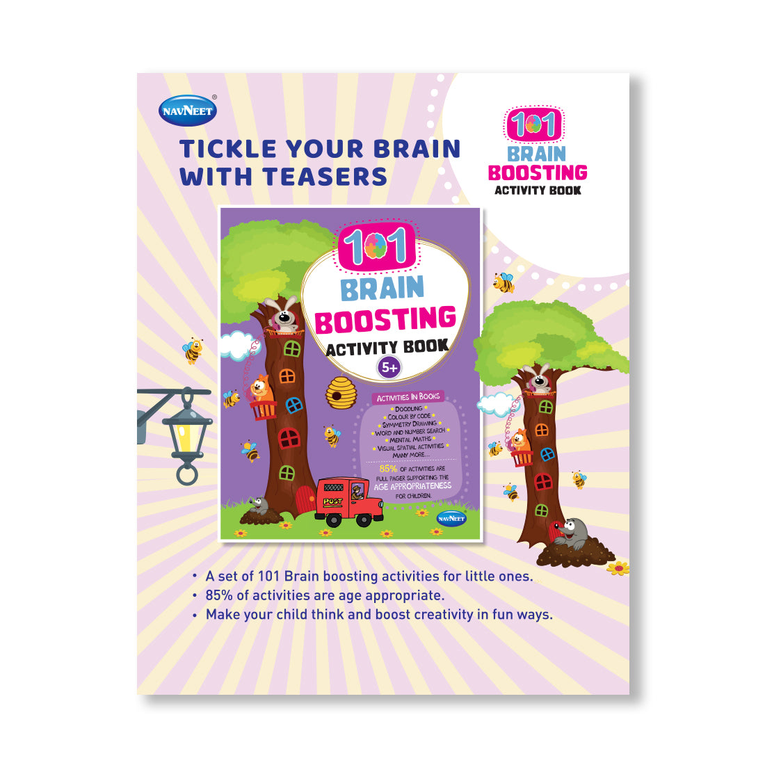 Navneet 101 Brain Boosting Activity Book -Preschool Kids- Age 5+, Logical reasoning, Best Brain teaser book- Fun activities like Doodling, Mental Maths, Colour by Code & more