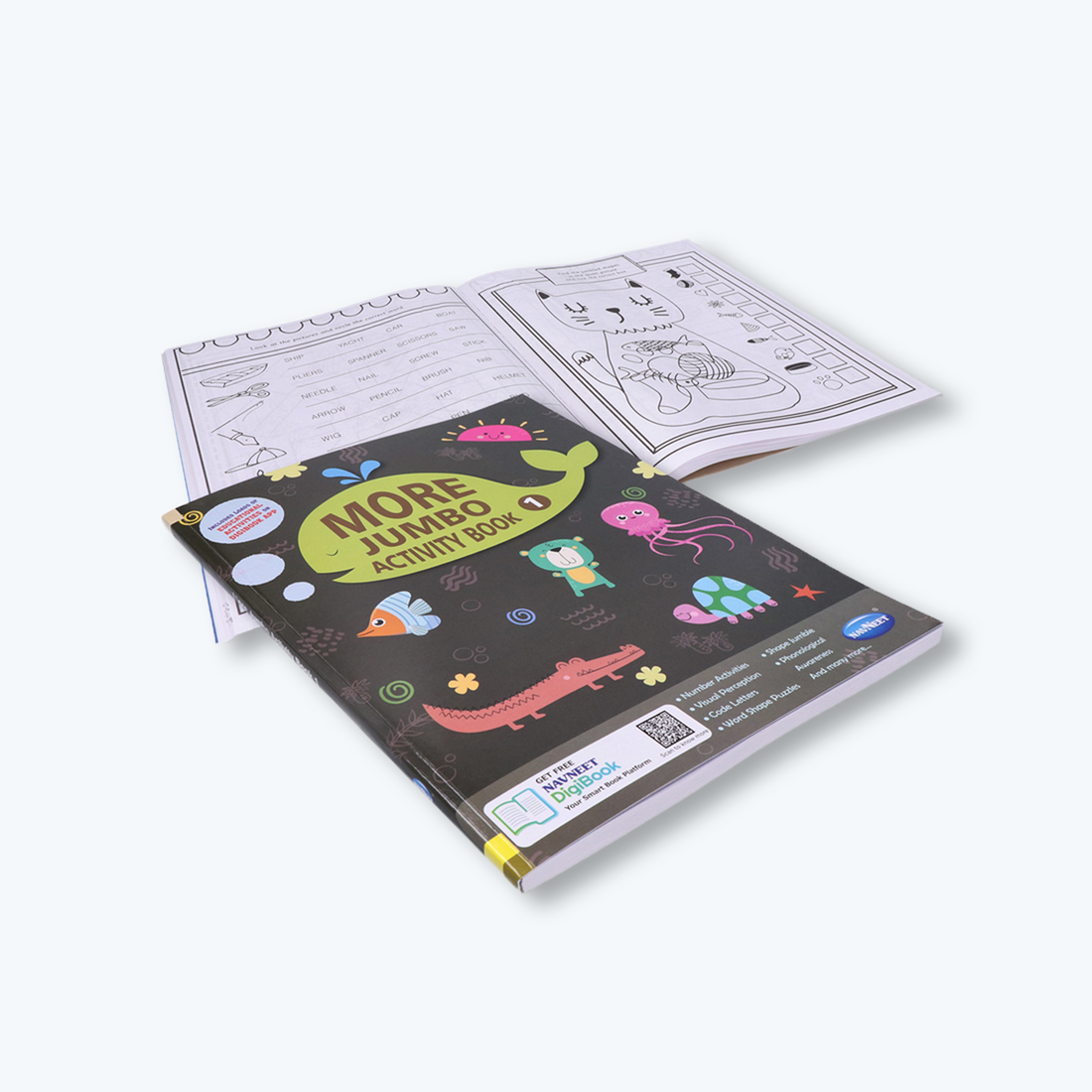 Navneet More Jumbo Activity Book 1- Fun Activities for Kids- Visual Perception, Code Letters, Word Shape Puzzles, Shape Jumbo, Phonologial Awareness, Number Activities