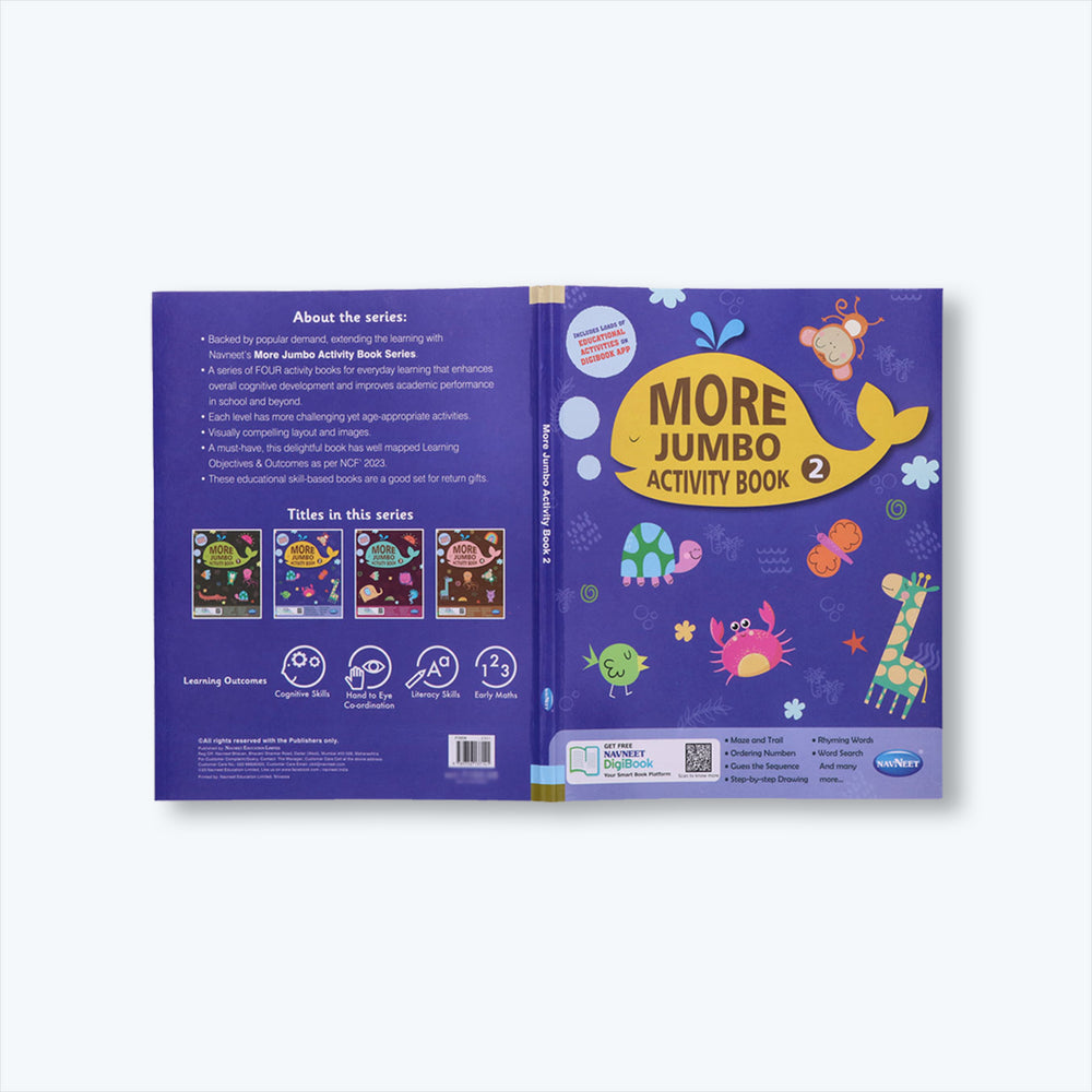 Navneet More Jumbo Activity Book 2- Fun Activities for Kids- Maze and trail, Rhyming Words, Ordering Numbers, Word Search, Guess the Sequence, Step-by-step Drawing