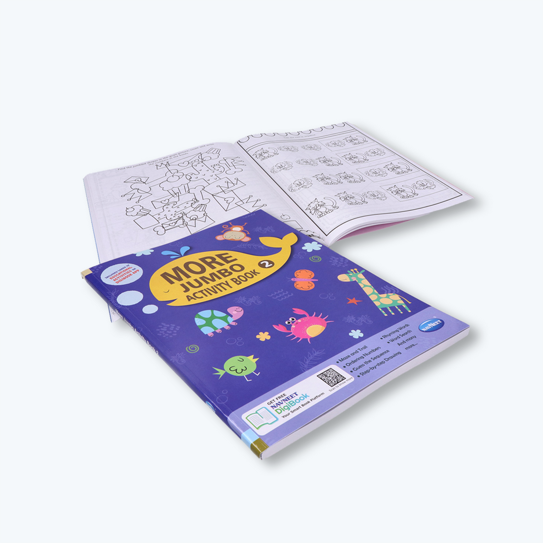 Navneet More Jumbo Activity Book 2- Fun Activities for Kids- Maze and trail, Rhyming Words, Ordering Numbers, Word Search, Guess the Sequence, Step-by-step Drawing