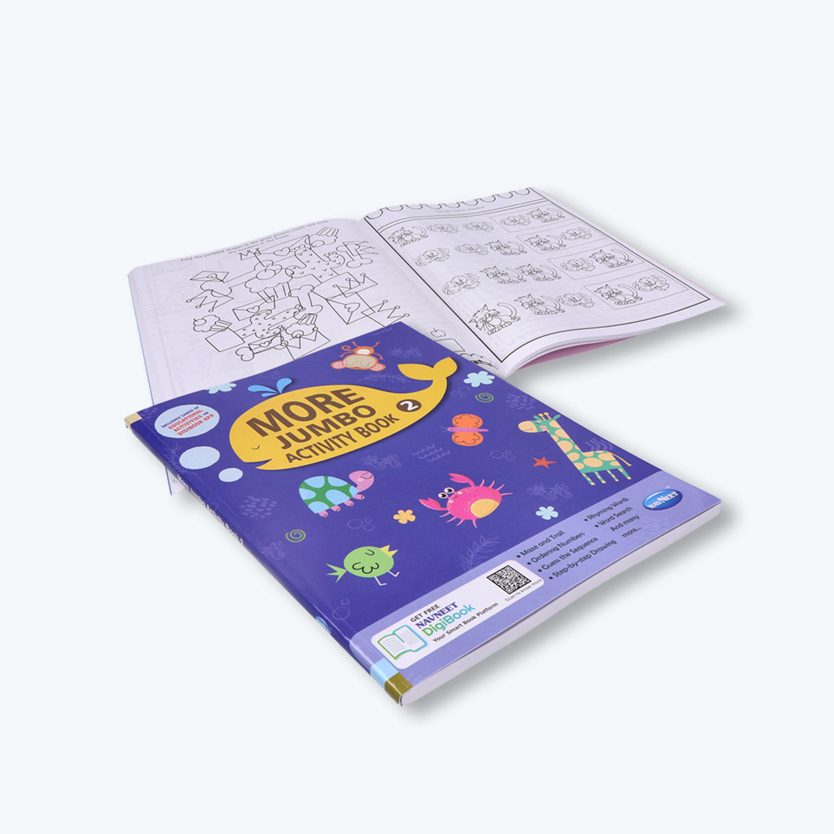 Navneet More Jumbo Activity Book 2- Fun Activities for Kids- Maze and trail, Rhyming Words, Ordering Numbers, Word Search, Guess the Sequence, Step-by-step Drawing
