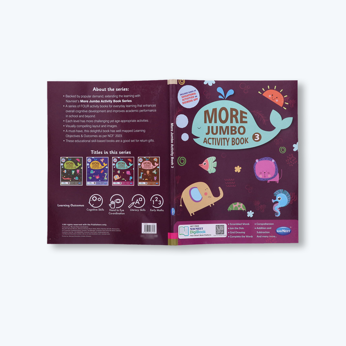 Navneet More Jumbo Activity Book 3- Fun Activities for Kids- Scrambled Words, join the dots, Grid Drawing, Complete the Words, Comprehension, Addition & Subtraction