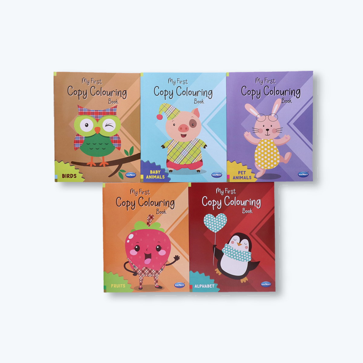 Navneet My First Copy Colouring Pack- Set of 10 books- Themes- Alphabet, Numbers 1 to 10, Birds, Baby Animals, Pet Animals, Wild Animals, Sea Animals, Fruits, Vegetables and Vehicles- 150+ pages