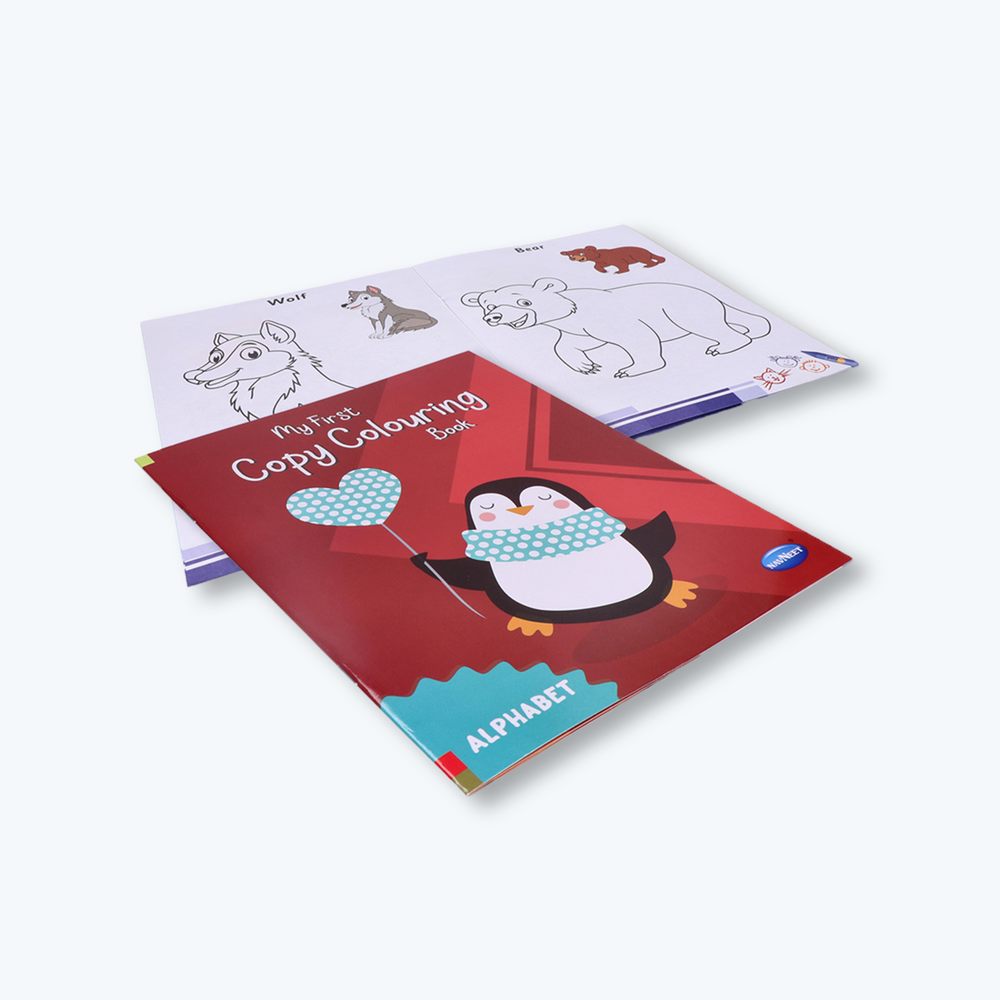 Navneet My First Copy Colouring Pack- Set of 10 books- Themes- Alphabet, Numbers 1 to 10, Birds, Baby Animals, Pet Animals, Wild Animals, Sea Animals, Fruits, Vegetables and Vehicles- 150+ pages