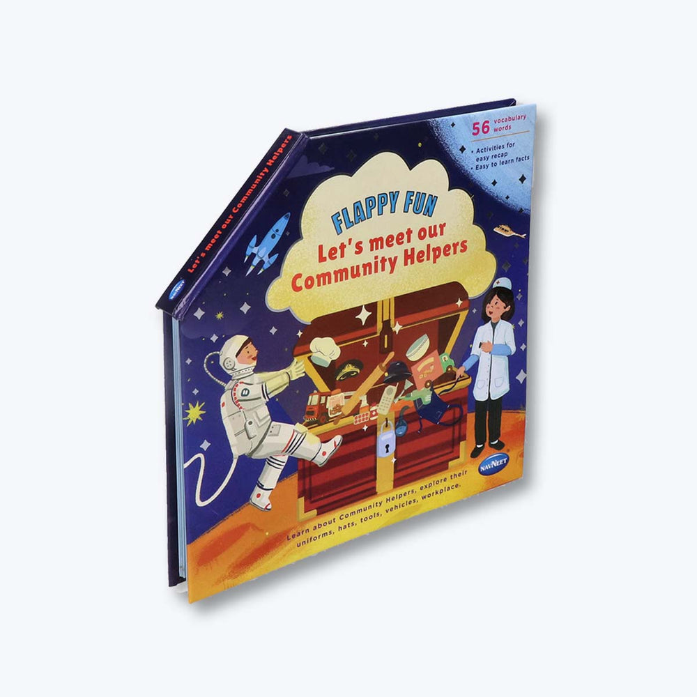 Navneet Flappy Fun Picture Book for preschooler- Lets meet our Community Helpers- Innovative Pop Up Book for gifting- Learn about their uniforms, hats, tools, vehicles, workplace.