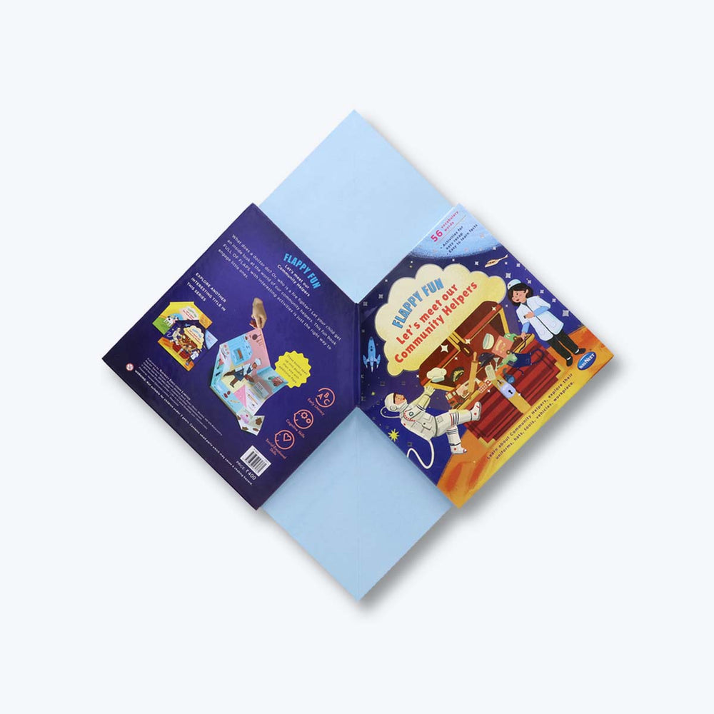 Navneet Flappy Fun Picture Book for preschooler- Lets meet our Community Helpers- Innovative Pop Up Book for gifting- Learn about their uniforms, hats, tools, vehicles, workplace.