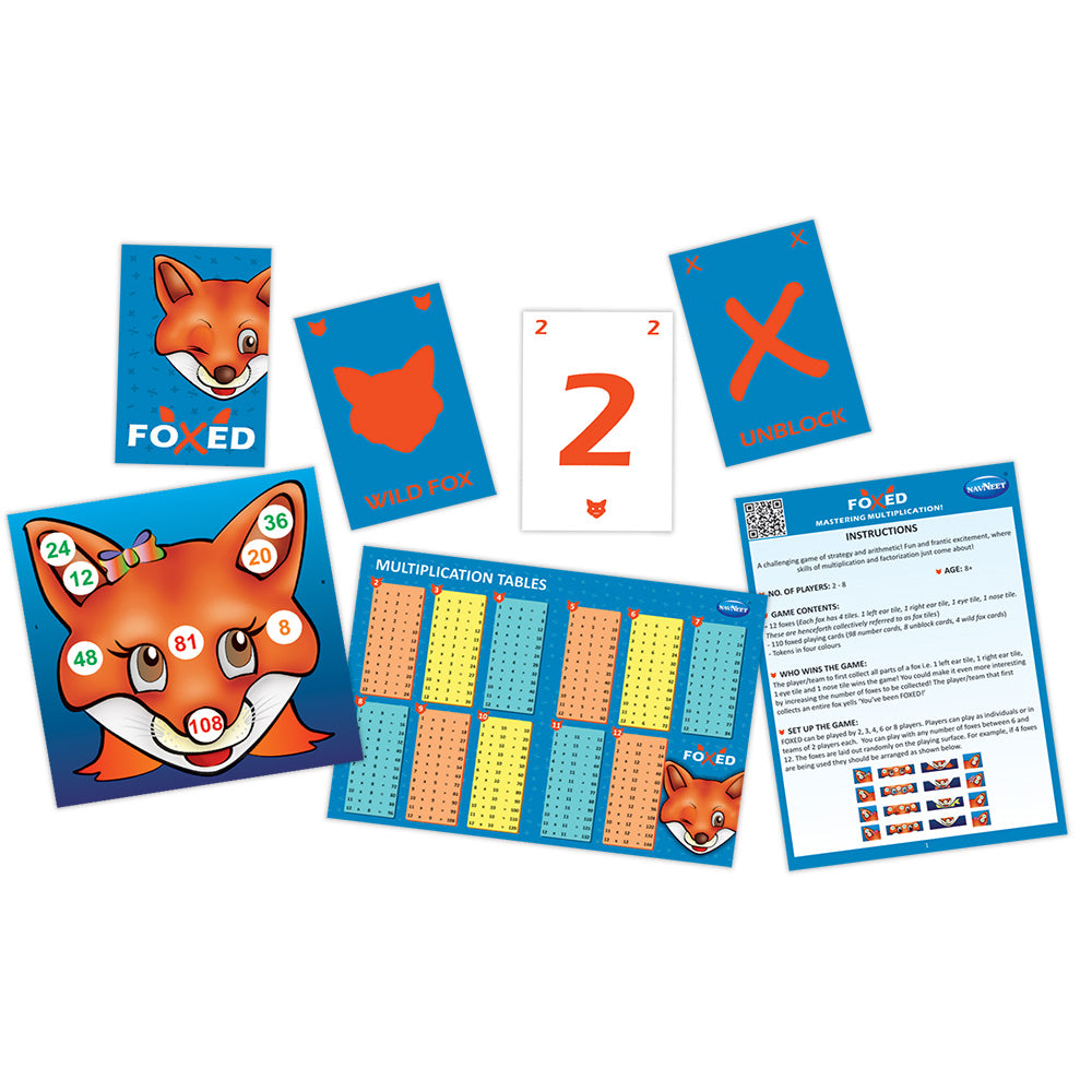 Navneet Foxed Board Games- Mastering Multiplication ÃƒÂ¢Ã¢â€šÂ¬Ã¢â‚¬Å“ Bestselling Educational Maths game, Gift for age 8 & up, Problem solving, Strategy, Multiplication table chart, Family fun