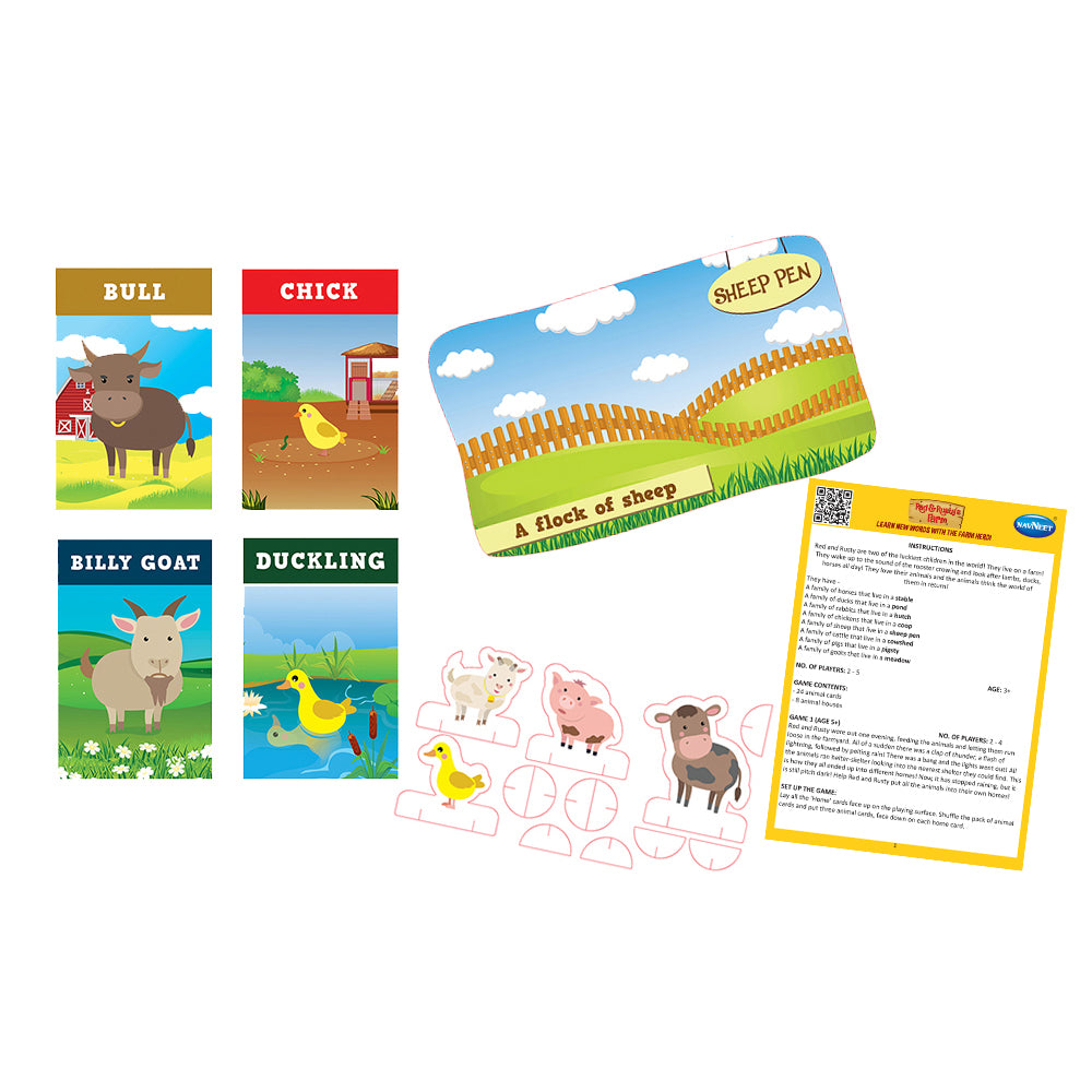 Navneet Red and Rusty's Farm Board Games- Collective nouns- Age 3 & up- Birthday Gift - Educational Grammar game- Animal world - Foundational Literacy skill - Family fun