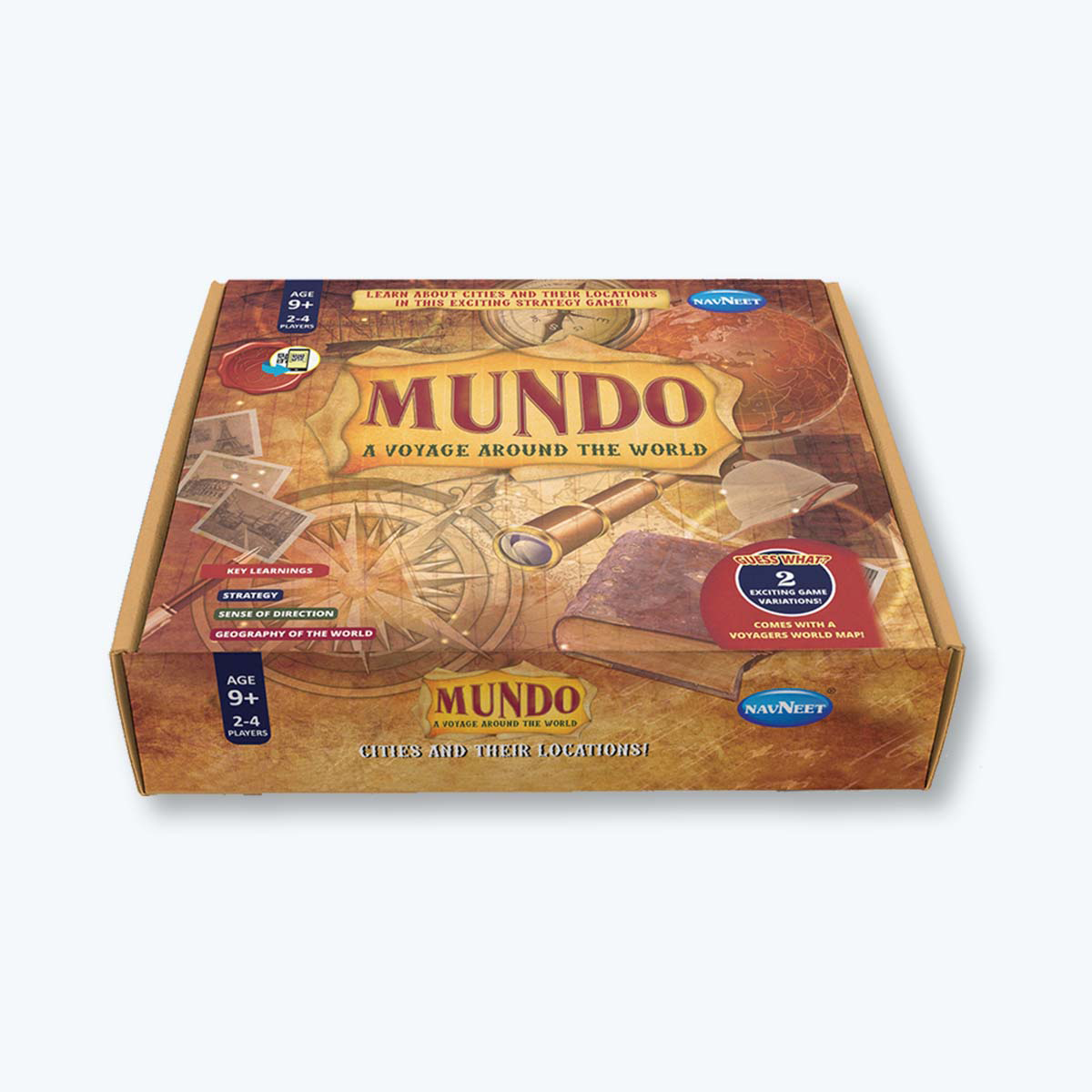 Navneet Mundo Board Game- Strategy, Geography, World Map, Travel- Best Selling Educational Game- Indoor Classic card Game for Kids & Family- Age 9 to 99- Perfect Birthday Gift