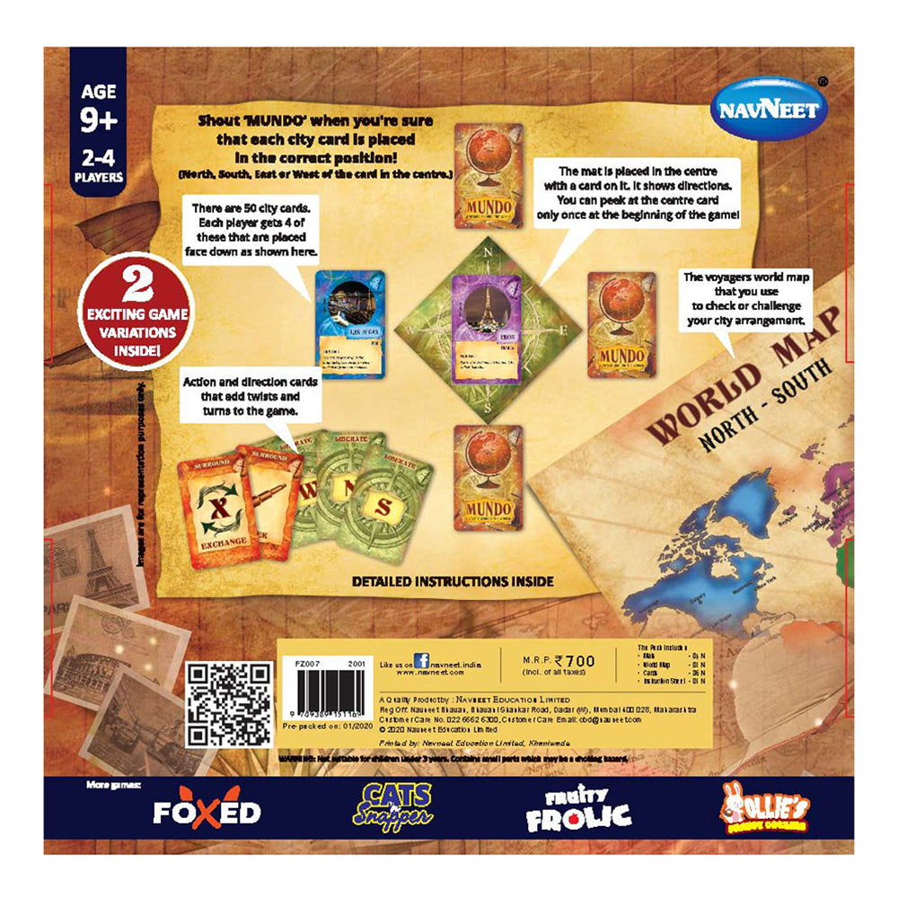 Navneet Mundo Board Game- Strategy, Geography, World Map, Travel- Best Selling Educational Game- Indoor Classic card Game for Kids & Family- Age 9 to 99- Perfect Birthday Gift