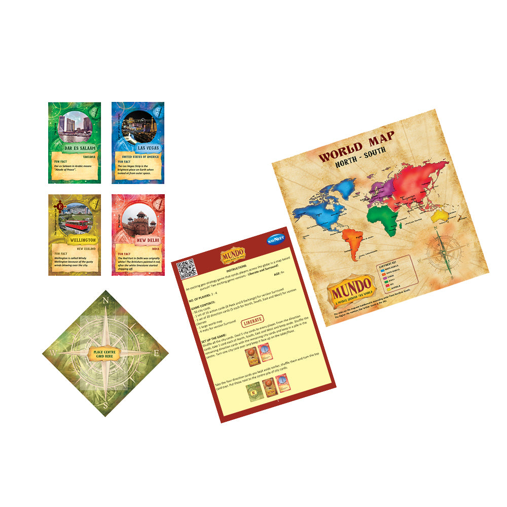 Navneet Mundo Board Game- Strategy, Geography, World Map, Travel- Best Selling Educational Game- Indoor Classic card Game for Kids & Family- Age 9 to 99- Perfect Birthday Gift