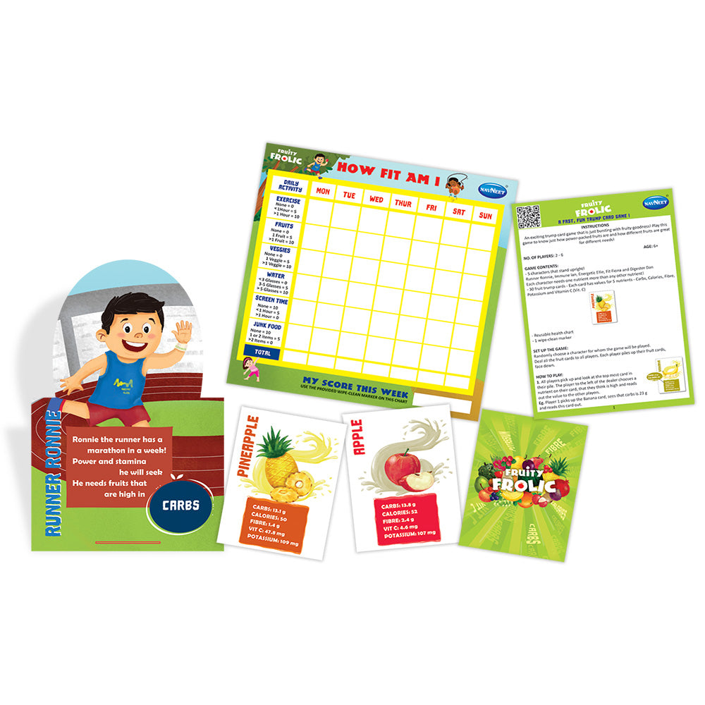 Navneet Fruity Frolic Board Games- Children's Early Learning- Best Educational Game- Healthy food habits - Food groups & nutrition- Gift for Age 6 & up- Daily food chart