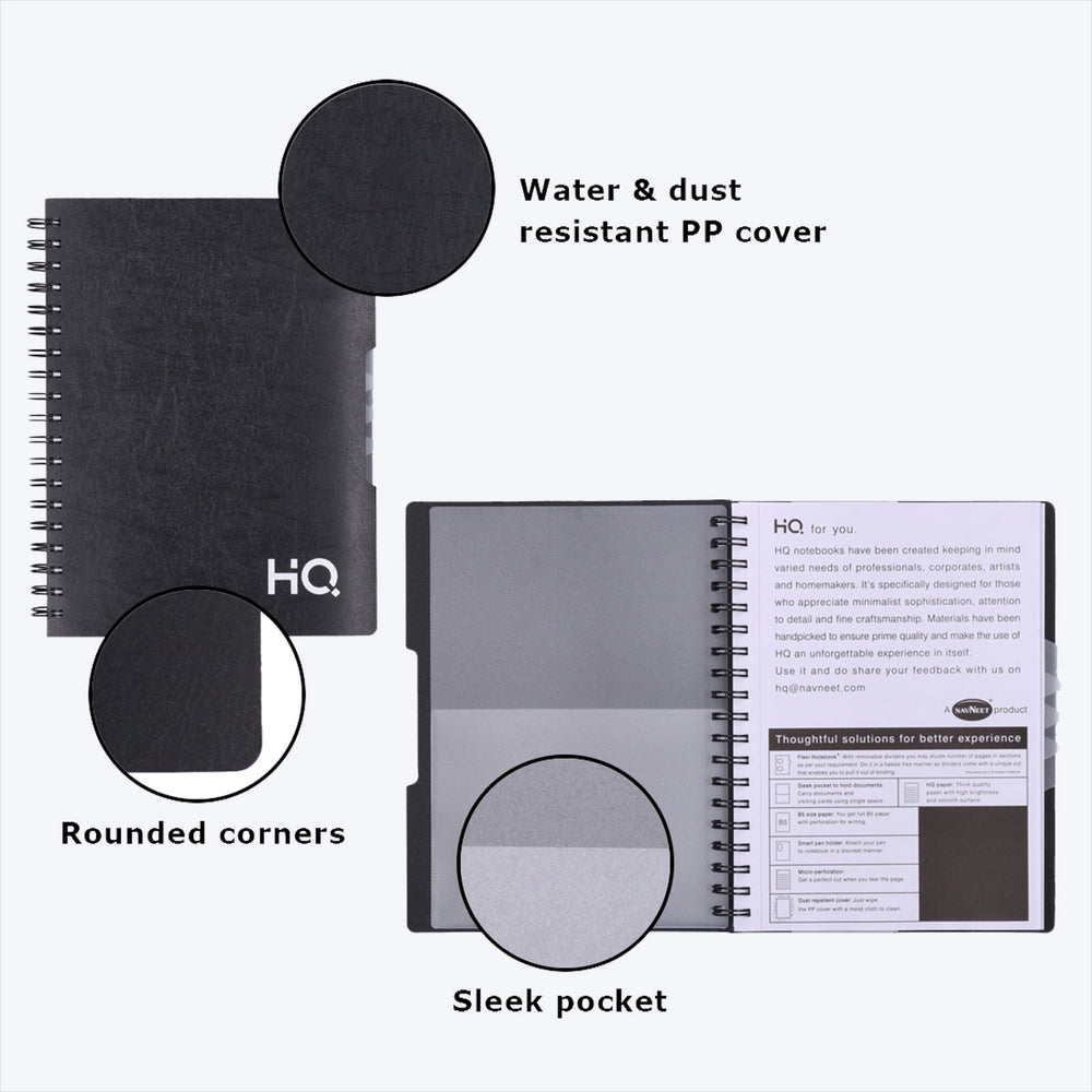 HQ Five Subject Book (A5 Size) Black HQ Five Subject Book