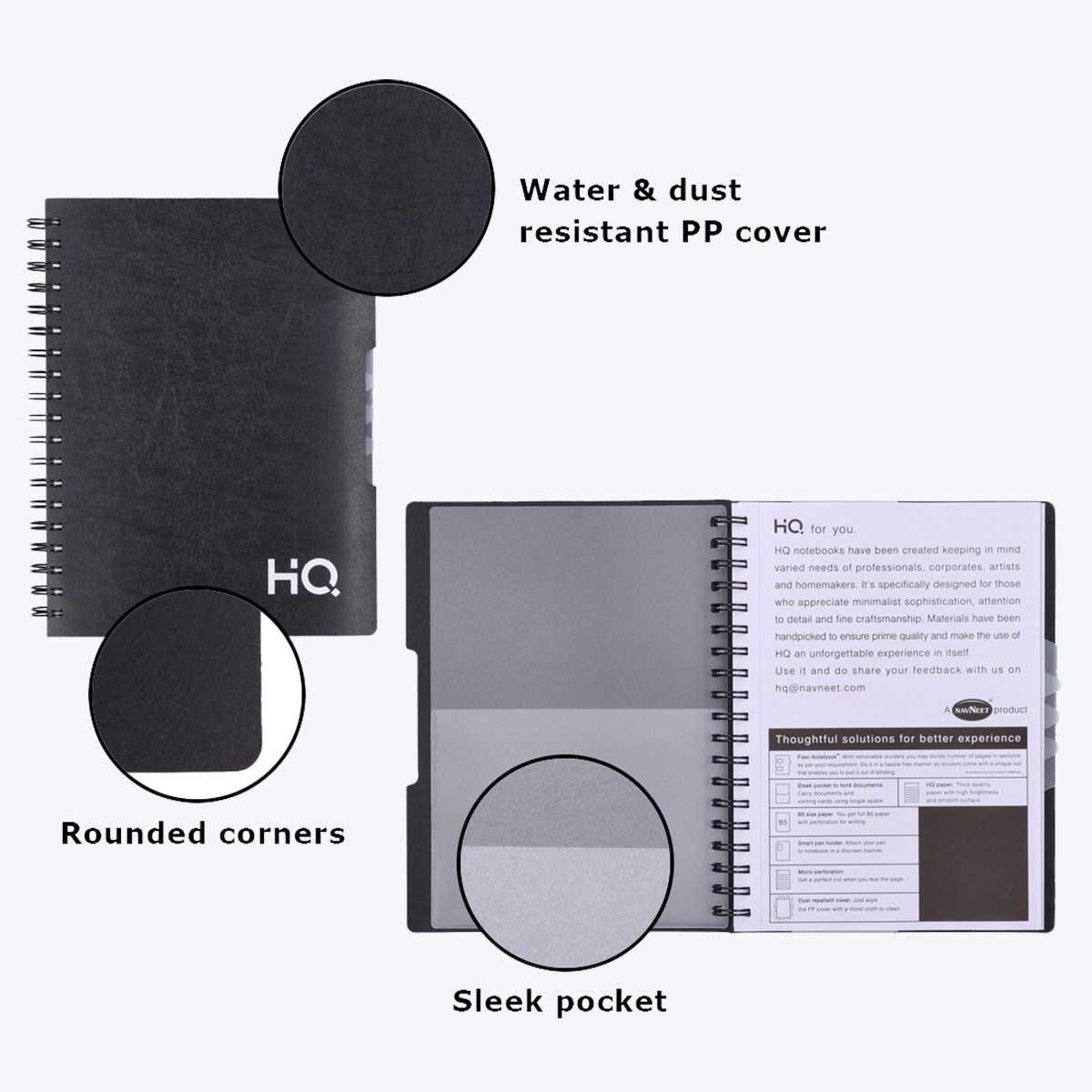HQ Five Subject Book (A5 Size) Black HQ Five Subject Book