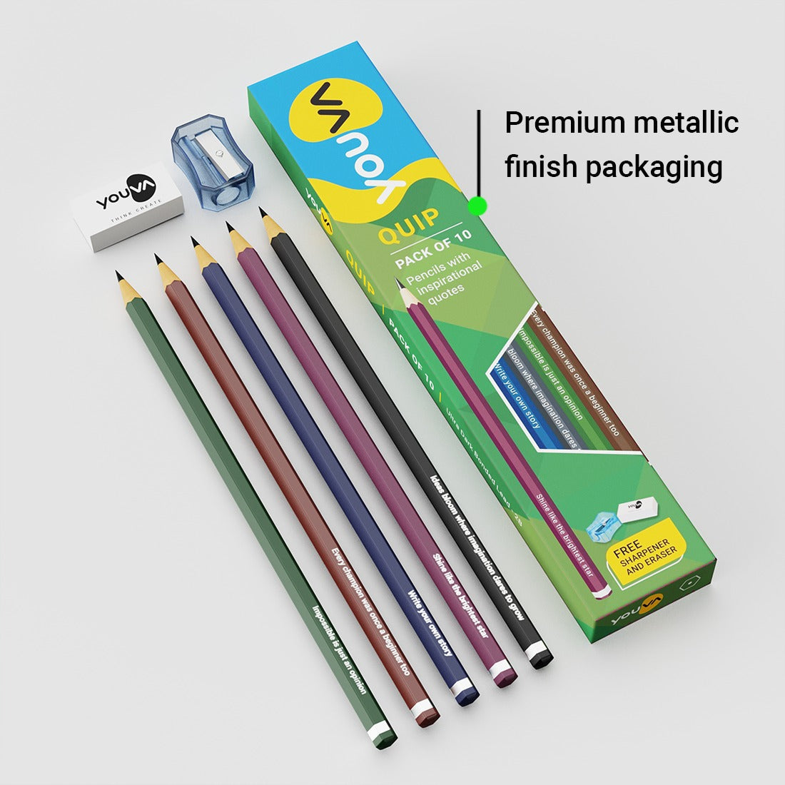 Youva Quip Pencil | Pack of 10 | Pencil with Inspirational quotes | For School Students by Navneet