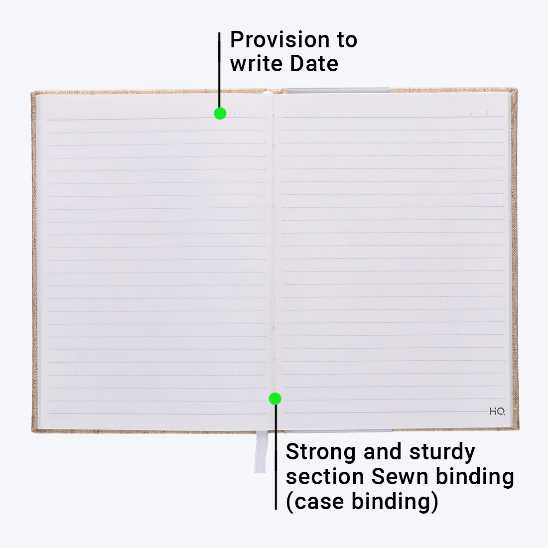 Navneet HQ | Khadi | Actual Khadi fabric cover| Premium colours| Case bound Notebook | Office / Personal stationery | Single Line | A5 Size - 14.8 x 21 CM  | 192 Pages