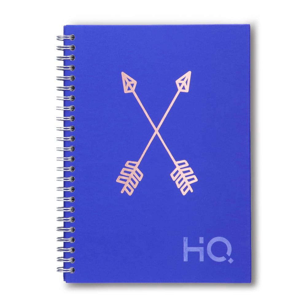 Navneet HQ | Hard Cover Notebook - Corporate Edge (Blue) for Office and Professional Use | Wiro Bound and Foil Stamping | Single Line | A5 Size - 21 cm x 14.8 cm | 192 Pages
