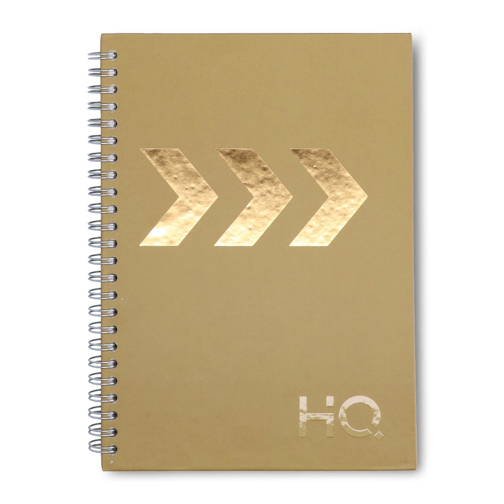 Navneet HQ | Hard Cover Notebook - Corporate Edge (Khaki) for Office and Professional Use | Wiro Bound and Foil Stamping | Single Line | A5 Size - 21 cm x 14.8 cm | 192 Pages
