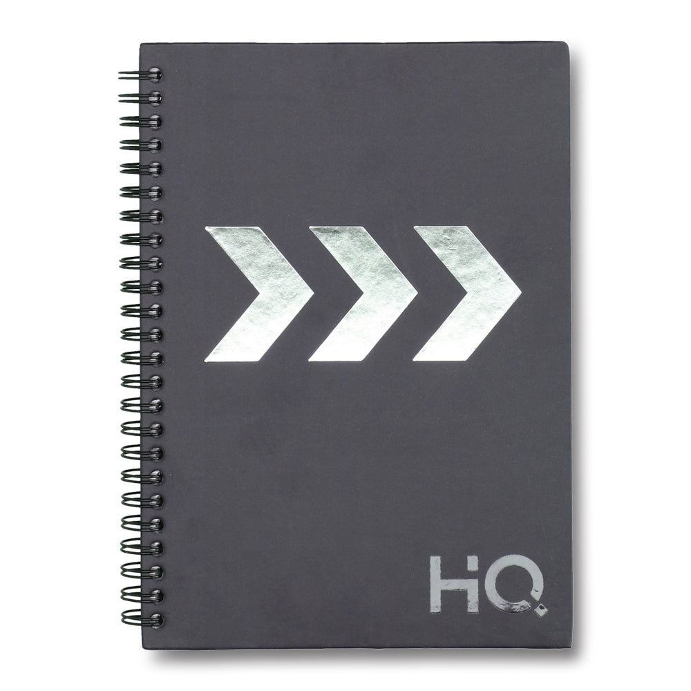 Navneet HQ | Hard Cover Notebook - Corporate Edge (Gray) for Office and Professional Use | Wiro Bound and Foil Stamping | Single Line | A5 Size - 21 cm x 14.8 cm | 192 Pages