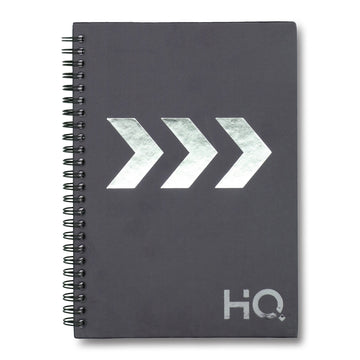 Navneet HQ | Hard Cover Notebook - Corporate Edge (Gray) for Office and Professional Use | Wiro Bound and Foil Stamping | Single Line | A5 Size - 21 cm x 14.8 cm | 192 Pages