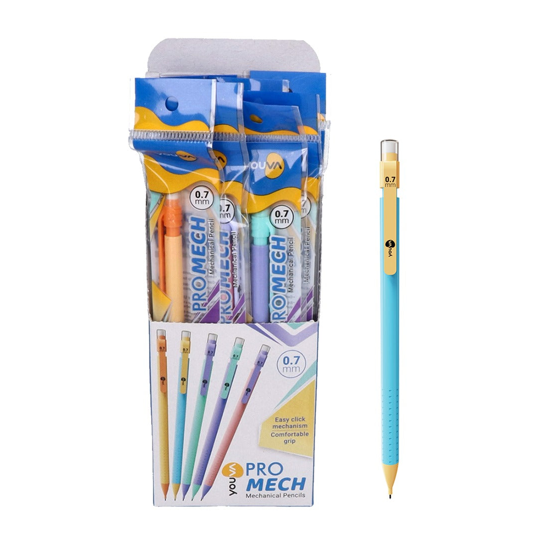 Youva PROMECH Mechanical Pencils| Pack of 10|0.7mm |For School Students by Navneet