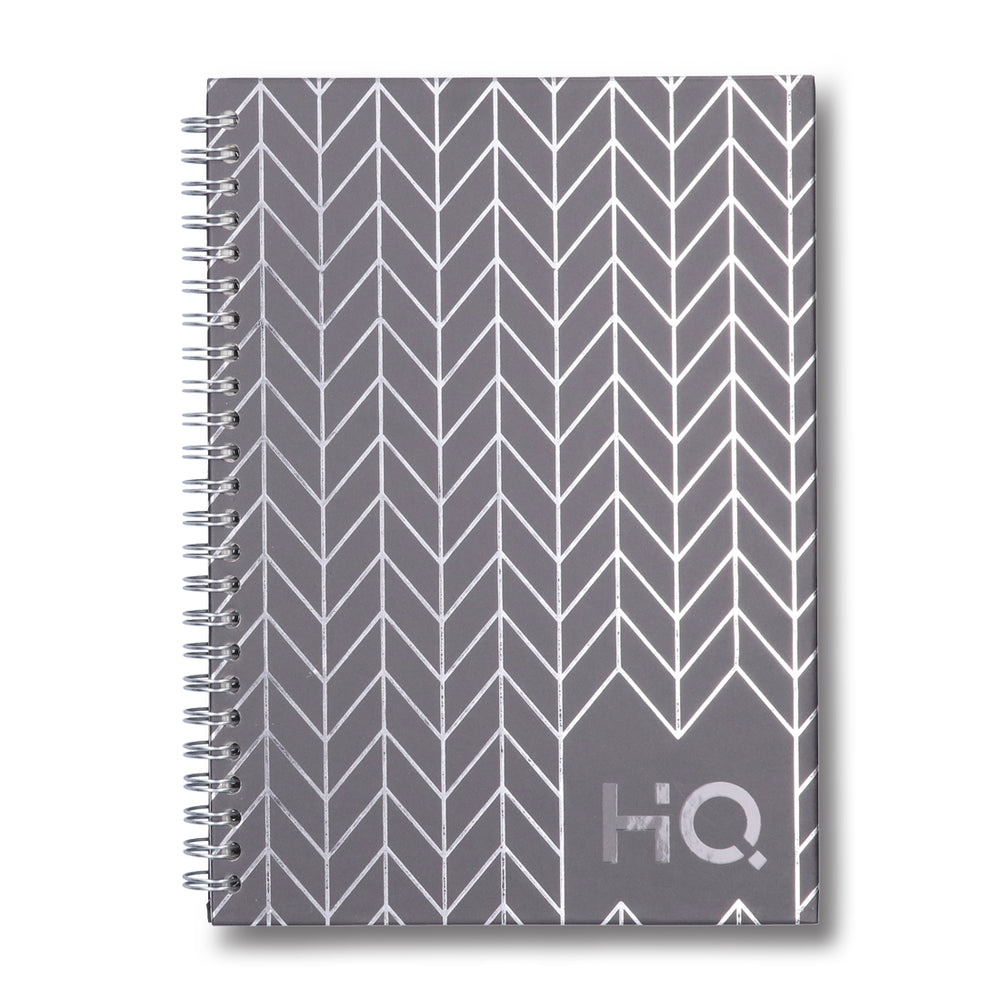 Navneet HQ | Hard Cover Notebook - Corporate Edge (Gray) for Office and Professional Use | Wiro Bound and Foil Stamping | Single Line | A5 Size - 21 cm x 14.8 cm | 192 Pages