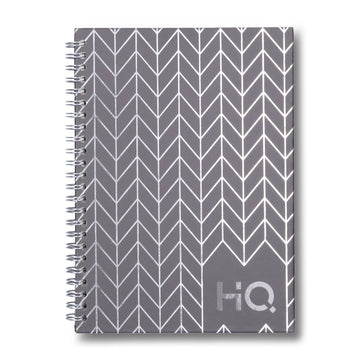 Navneet HQ | Hard Cover Notebook - Corporate Edge (Gray) for Office and Professional Use | Wiro Bound and Foil Stamping | Single Line | A5 Size - 21 cm x 14.8 cm | 192 Pages