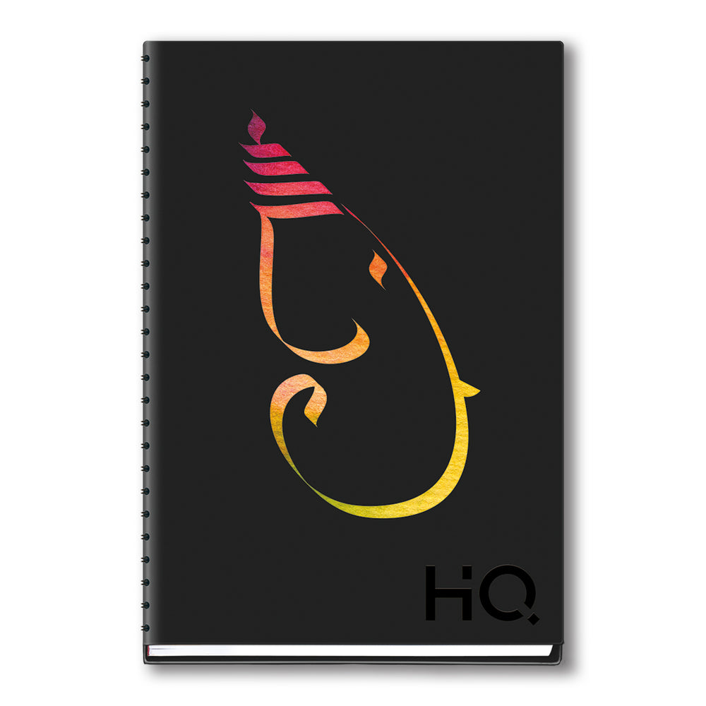 Navneet HQ | Hard Cover Ganesha Notebook for Office and Personal Use | Design 5 | Wiro / Spiral Bound | Single Line | A6 Size - 14.8 cm x 10.5 cm | 192 Pages