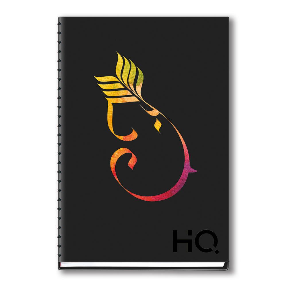 Navneet HQ | Hard Cover Ganesha Notebook for Office and Personal Use | Design 8 | Wiro / Spiral Bound | Single Line | A6 Size - 14.8 cm x 10.5 cm | 192 Pages