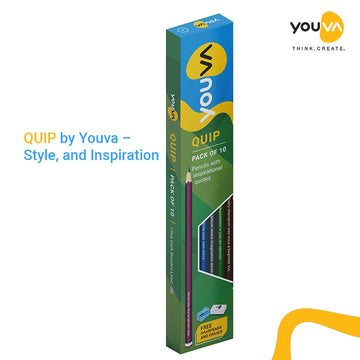 Youva Quip Pencil | Pack of 10 | Pencil with Inspirational quotes | For School Students by Navneet