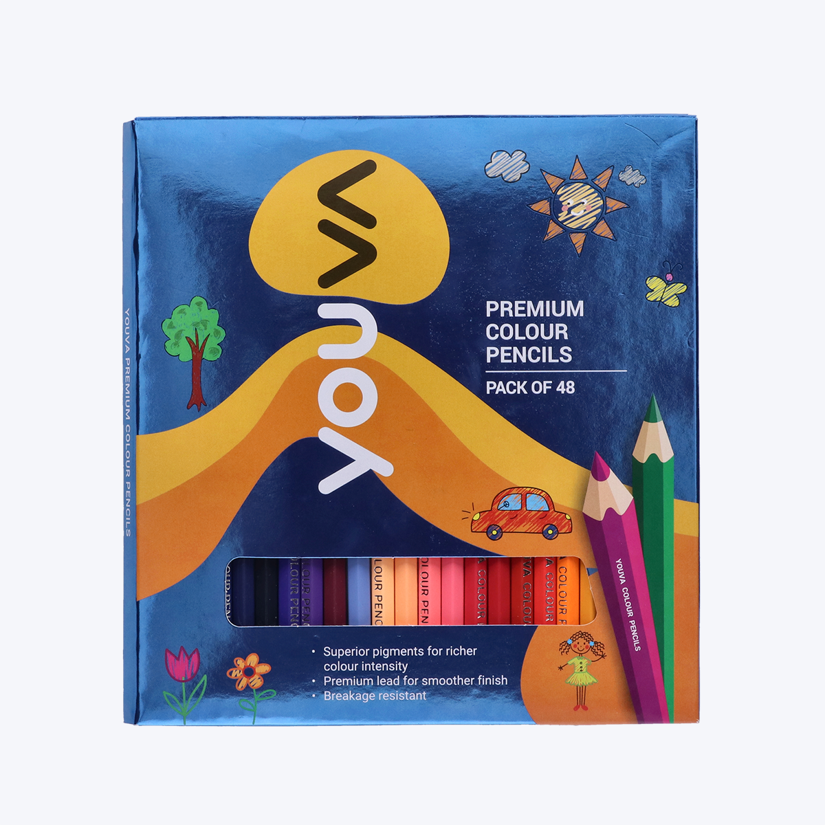 Navneet Youva | Premium Colour Pencil  for Students and Hobby artists | Pack of 48