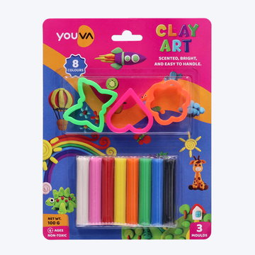 Navneet Youva|  Clay Art for kids above 6 years | 8 colours | 100 grams | 3 moulds Pack Of 2