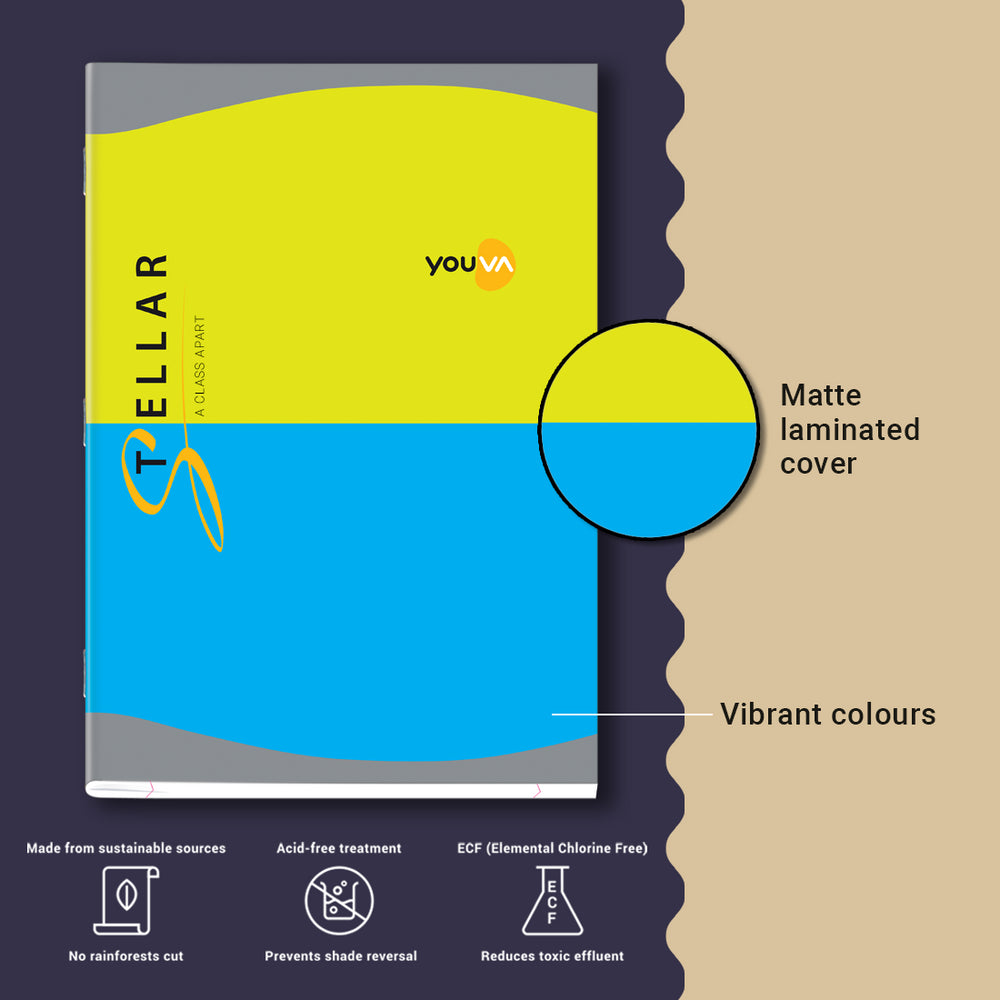 Youva Stellar, Soft Bound Long Book, A4 Size 21x29.7 cm, Unruled, 324 Pages for students by Navneet  Pack Of 1