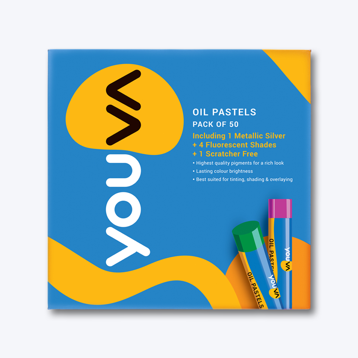Navneet Youva | Oil Pastels for School Kids and Beginners | For Drawing and Colouring | Pack of 50