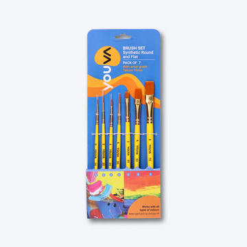 Synthetic Round (0,2,4,6) & Flat (2,6,8) Brushes
-  Set of 7 Pack Of 1