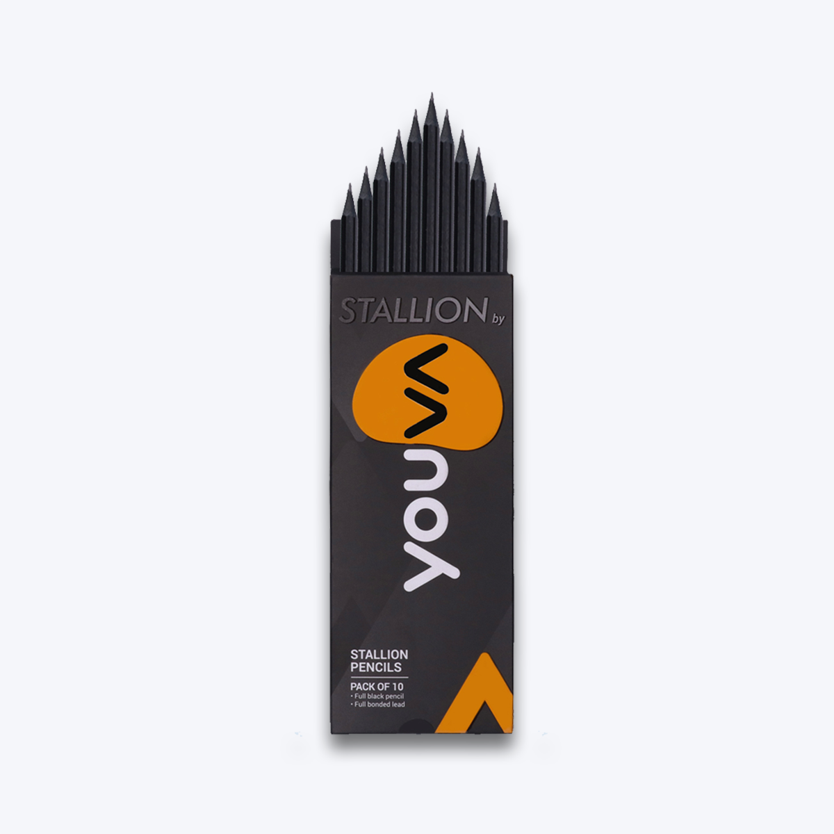 Navneet Youva | Stallion Pencil with Eraser Tip for Students and Professionals | High Quality Dark Black Writing Pencil | Pack of 10