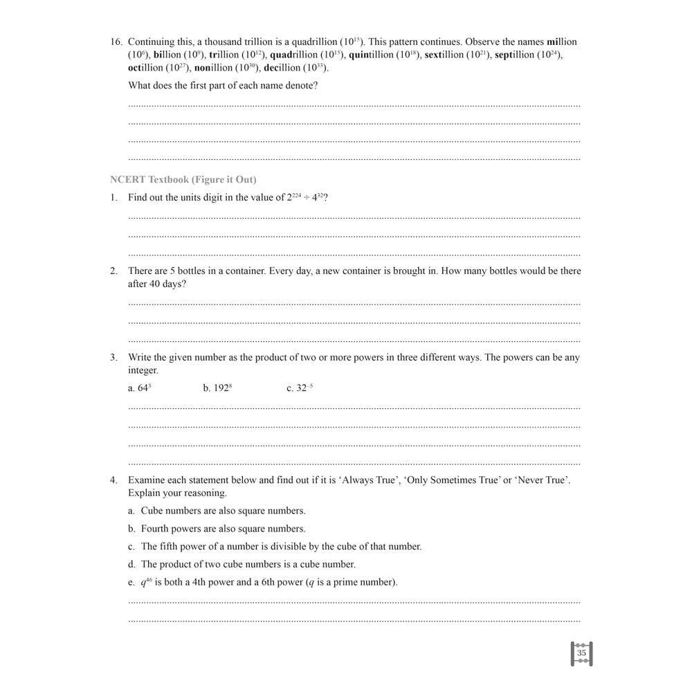RISE DO AND LEARN MATHEMATICS  |  Class  VIII  |  PART - 1