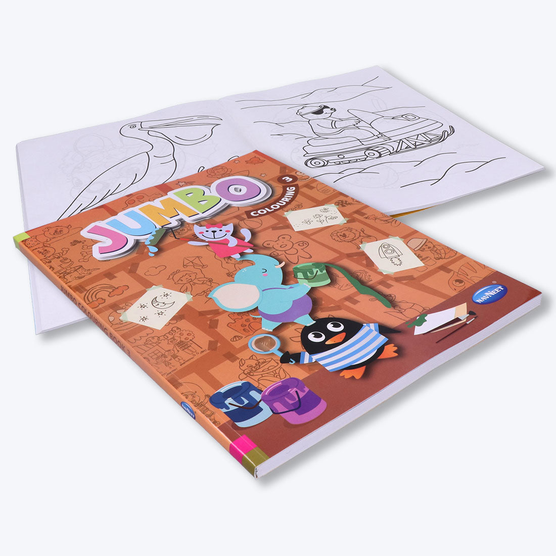 Navneet's Jumbo Colouring Book - III can be used with colour pencils or crayons for age group.