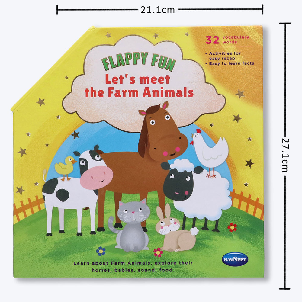 Navneet Flappy Fun Picture Book for preschoolers– Lets meet the Farm Animals- Innovative Pop Up Book for gifting- Learn about farm animals & their homes, babies, sound, food.