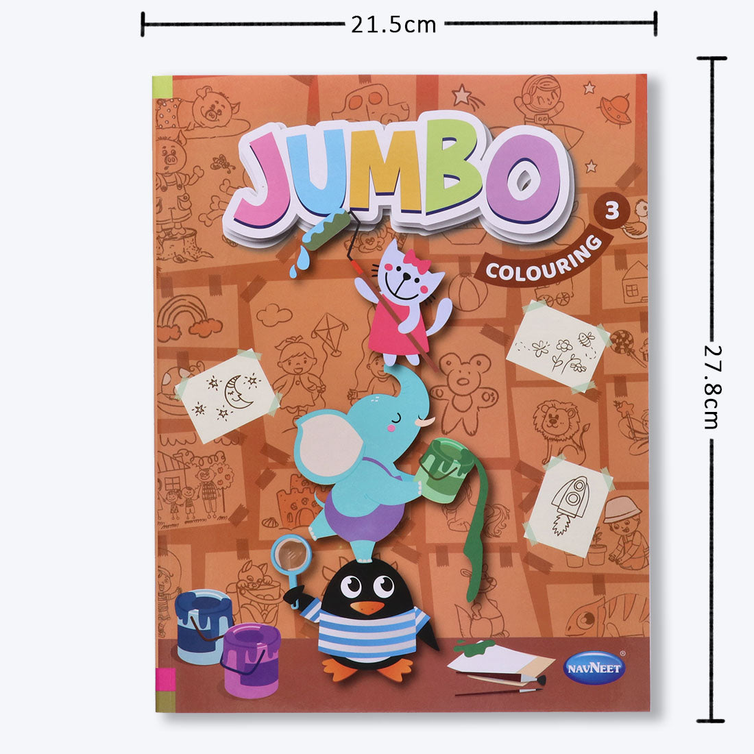 Navneet's Jumbo Colouring Book - III can be used with colour pencils or crayons for age group.