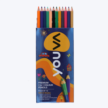 Premium 2 in 1 Colour Pencils (Pack of 12/24) Pack Of 1