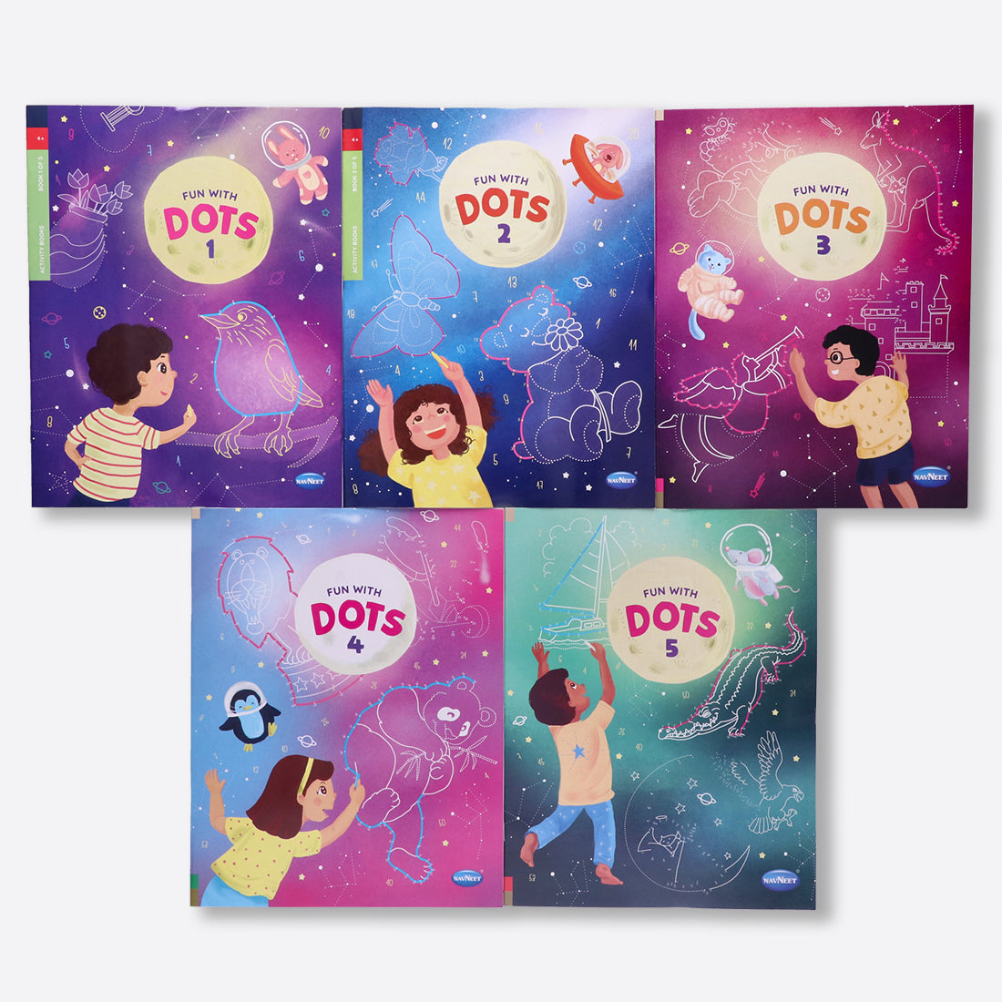 Navneet Fun With Dots Activity Book- set of 5 - Connect the Dots - Join the Dots & Colour the Picture - Find the Hidden Picture - Dot to Dot - Pre Writing Activity Books for kids