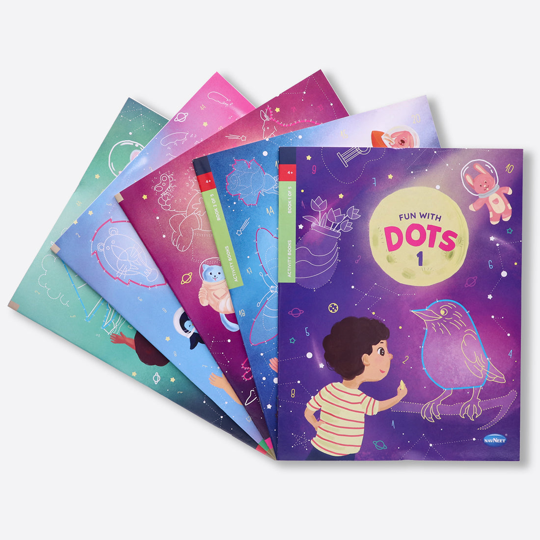 Navneet Fun With Dots Activity Book- set of 5 - Connect the Dots - Join the Dots & Colour the Picture - Find the Hidden Picture - Dot to Dot - Pre Writing Activity Books for kids