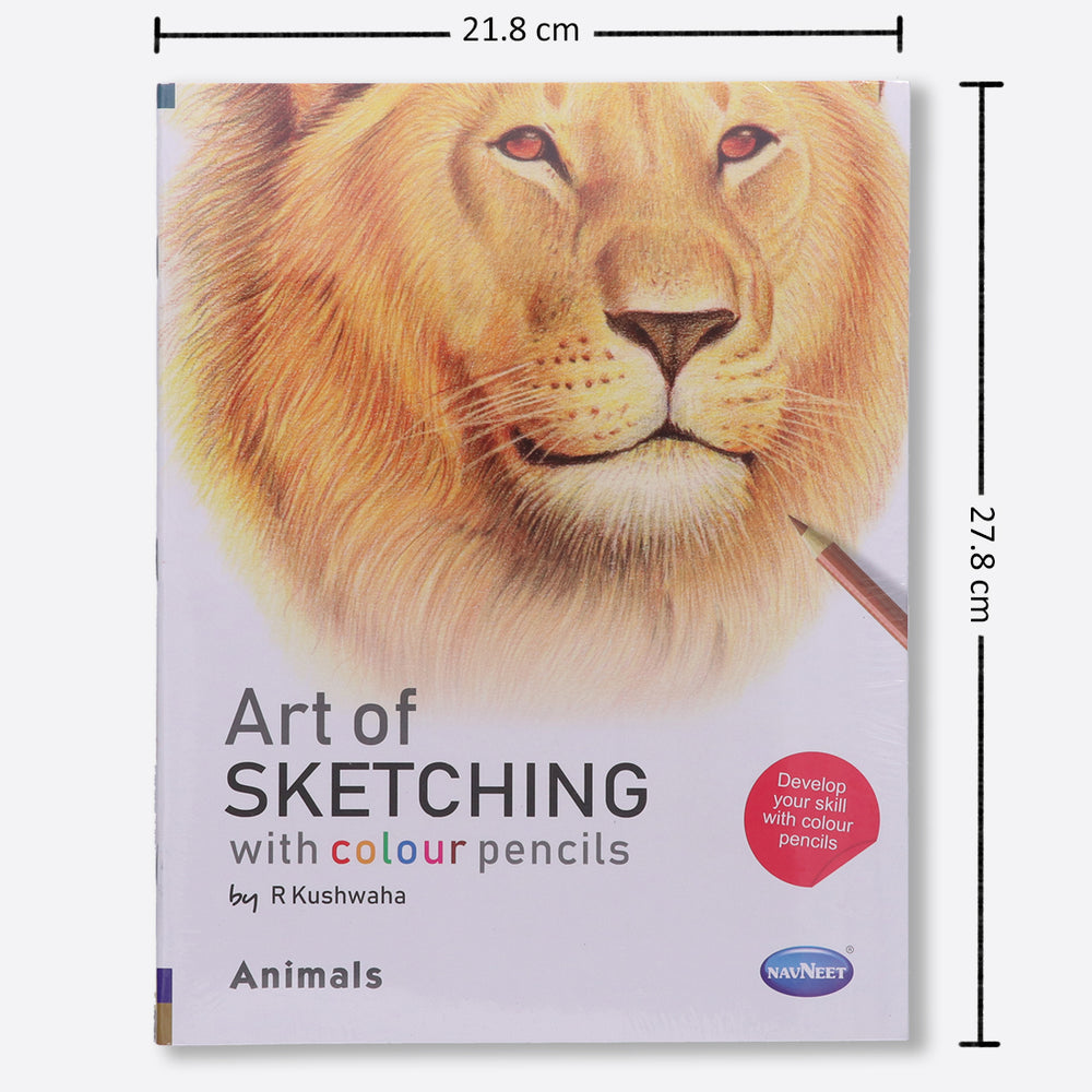 Navneet Art Of Sketching with Colour Pencils Book for Learners- the ultimate guide - Realistic Series - Learn Basic Techniques - Portrait, Flowers, Landscapes, Birds, Animals
