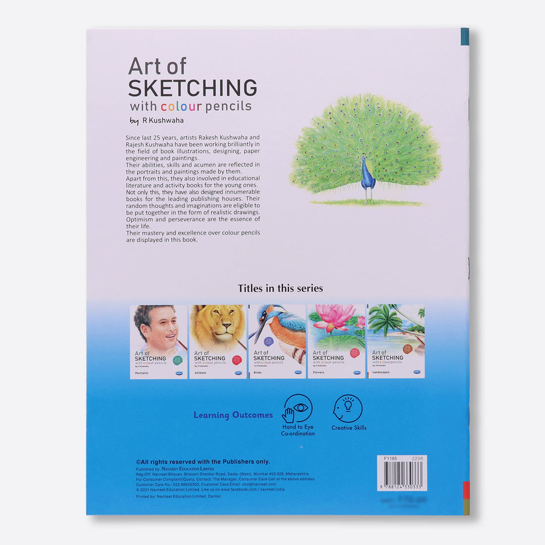 Navneet Art Of Sketching with Colour Pencils Book for Learners- the ultimate guide - Realistic Series - Learn Basic Techniques - Portrait, Flowers, Landscapes, Birds, Animals
