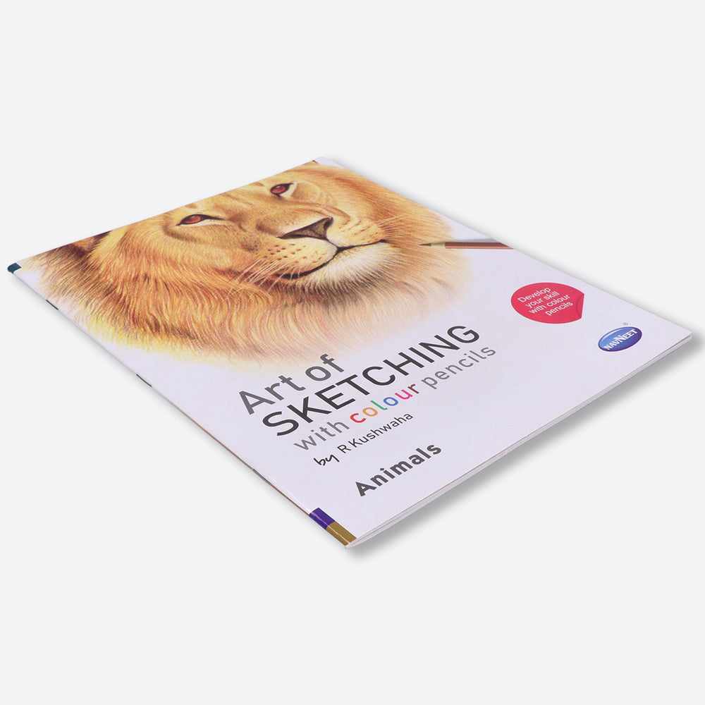 Navneet Art Of Sketching with Colour Pencils Book for Learners- the ultimate guide - Realistic Series - Learn Basic Techniques - Portrait, Flowers, Landscapes, Birds, Animals